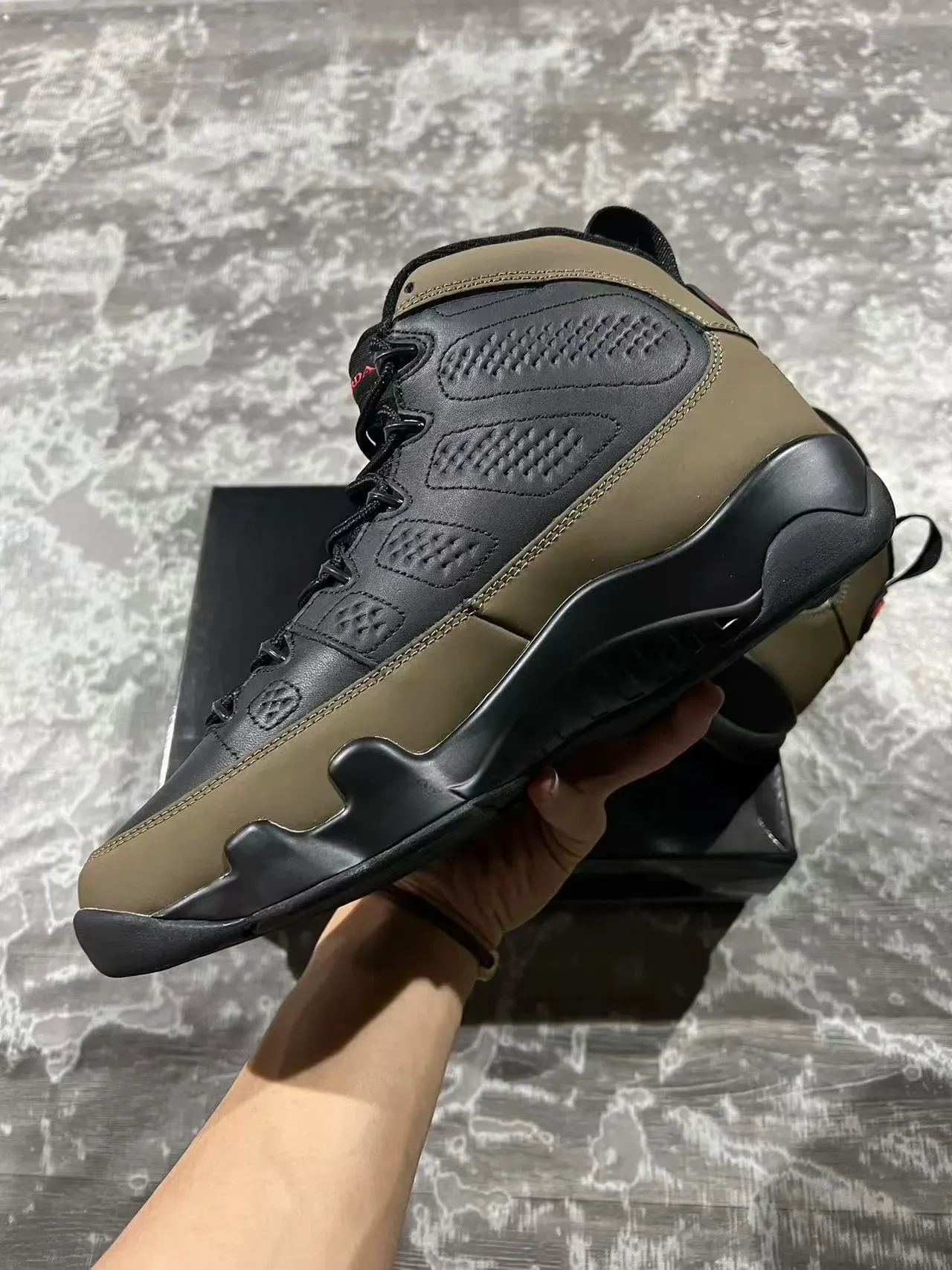 Air Jordan 9 Noir Vert Militaire Chaussures de Basketball 5