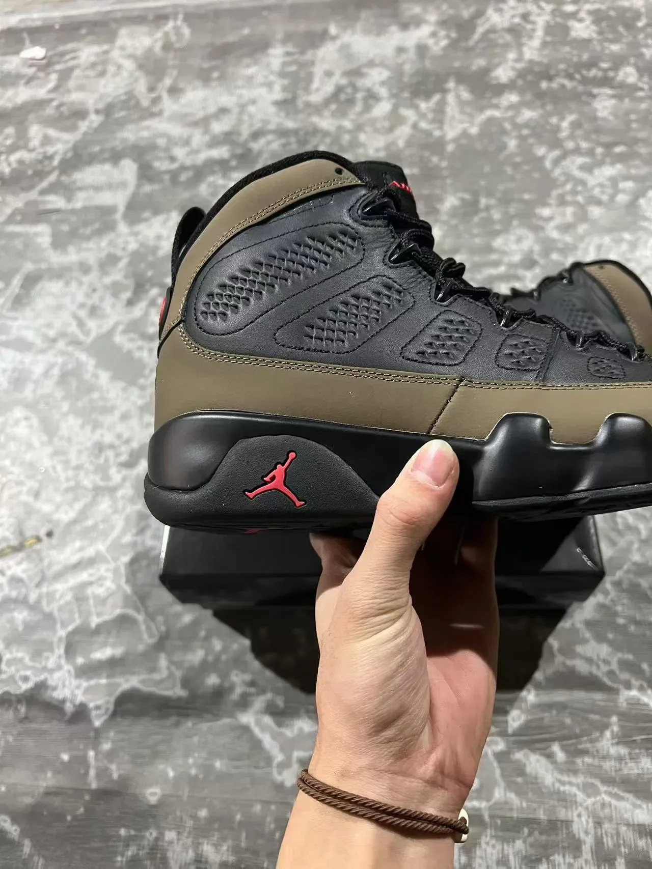 Air Jordan 9 Noir Vert Militaire Chaussures de Basketball 7