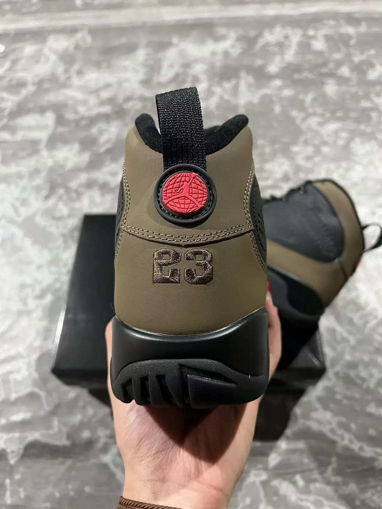 Air Jordan 9 Noir Vert Militaire Chaussures de Basketball 8