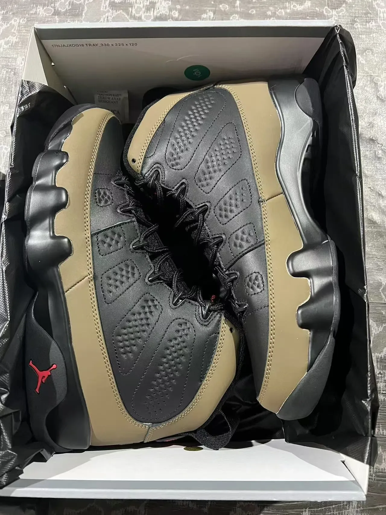 Air Jordan 9 Noir Vert Militaire Chaussures de Basketball 9