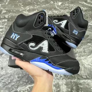 Air Jordan 黑蓝高帮廓形皮革与网眼鞋面篮球鞋