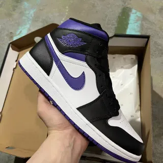 Air Jordan Black Purple High-Top Leather Upper Basketball Shoes