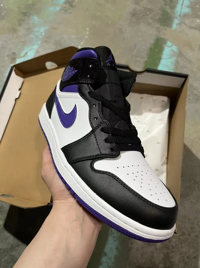 Air Jordan Black Purple High-Top Leather Upper Basketball Shoes 2