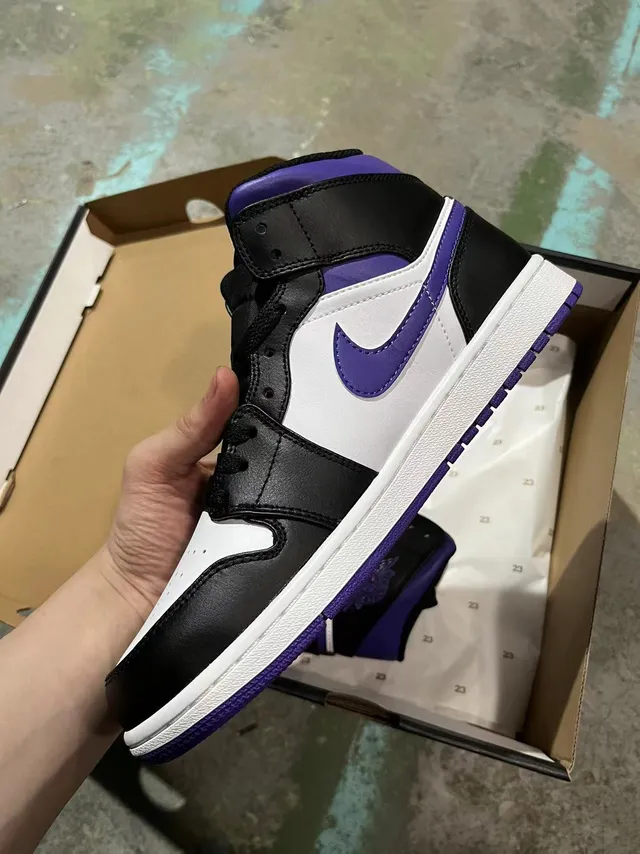 Air Jordan Black Purple High-Top Leather Upper Basketball Shoes 3