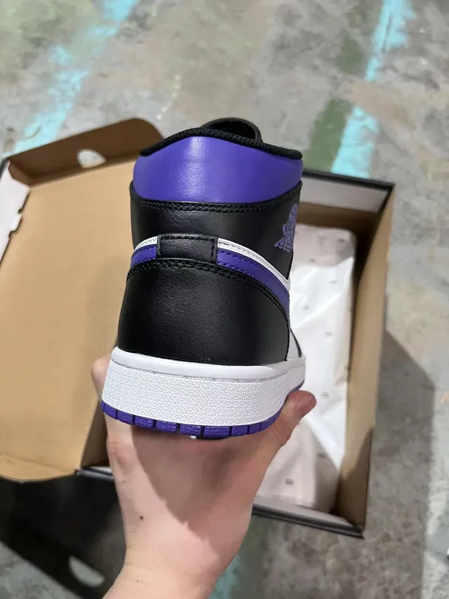 Air Jordan Black Purple High-Top Leather Upper Basketball Shoes 5