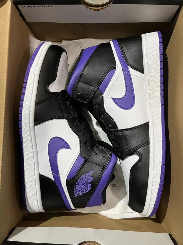 Air Jordan Black Purple High-Top Leather Upper Basketball Shoes 6