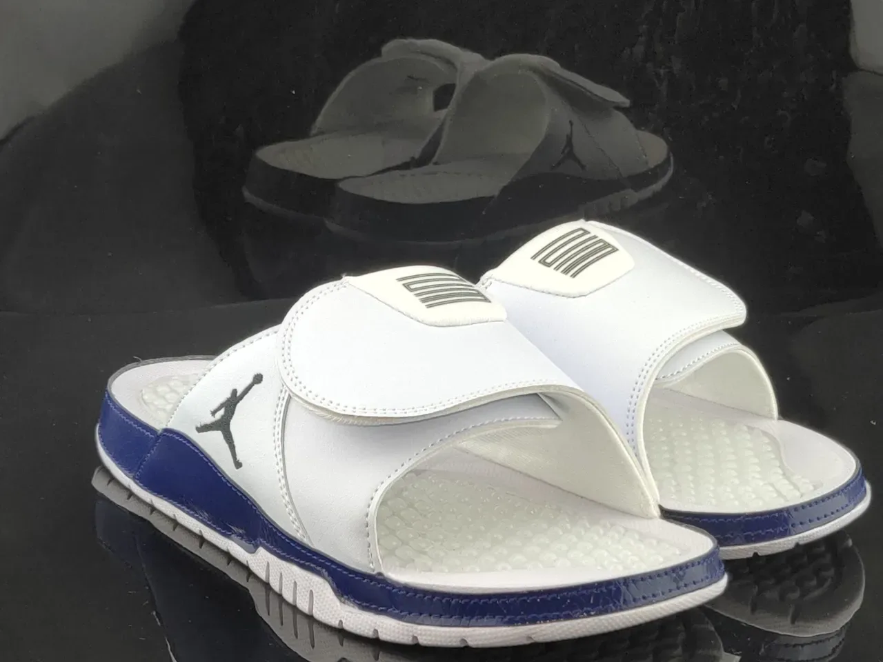 Air Jordan Hydro Slide White and Navy Slippers 3