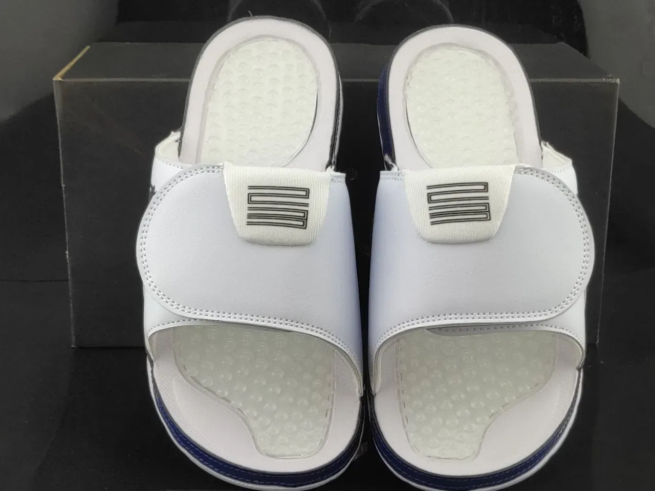 Air Jordan Hydro Slide White and Navy Slippers 5