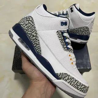 Air Jordan White Navy High-Top Elephant Print Basketball Shoes