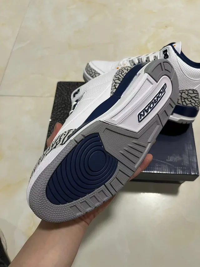 Air Jordan White Navy High-Top Elephant Print Basketball Shoes 4