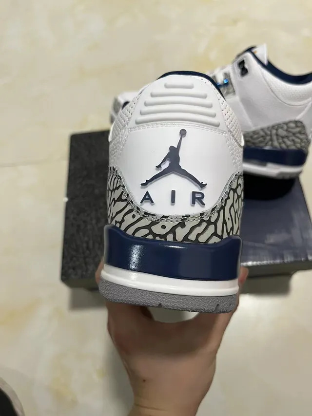 Air Jordan White Navy High-Top Elephant Print Basketball Shoes 5