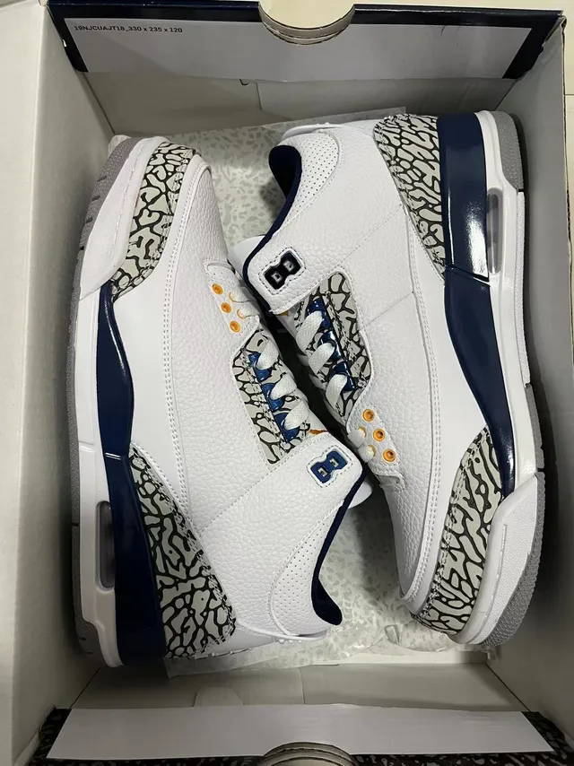 Air Jordan White Navy High-Top Elephant Print Basketball Shoes 6