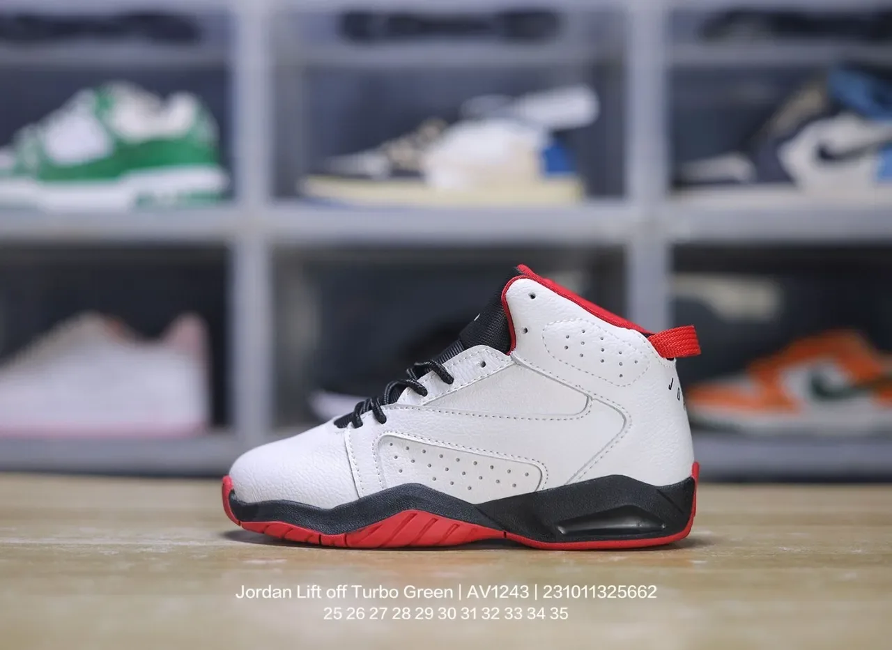Air Jordan White Red High-Top Perforated Side Panels Sneakers 6