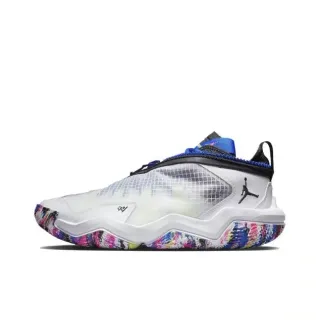 Air Jordan XXXVIII White Multicolor Zippered Collar Grid-Mesh Upper Basketball Shoes