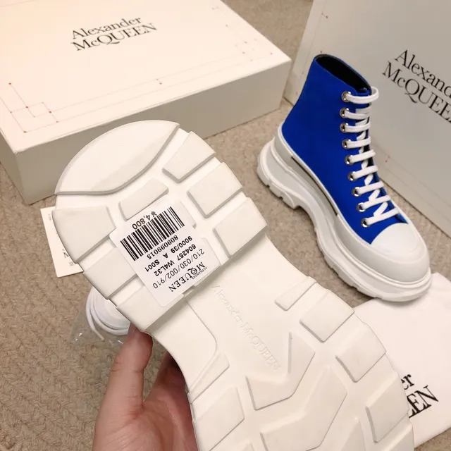 Alexander McQueen Zapatillas Lifestyle de Lona Azul y Blanco de Alto 2