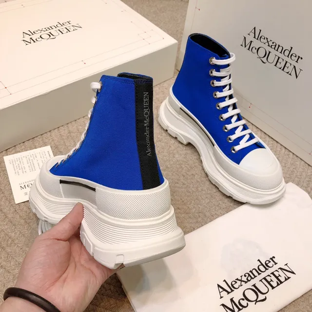 Alexander McQueen Zapatillas Lifestyle de Lona Azul y Blanco de Alto 3
