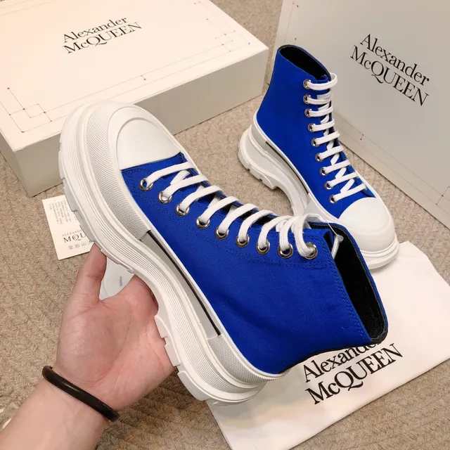 Alexander McQueen Zapatillas Lifestyle de Lona Azul y Blanco de Alto 4