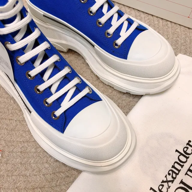 Alexander McQueen Zapatillas Lifestyle de Lona Azul y Blanco de Alto 5