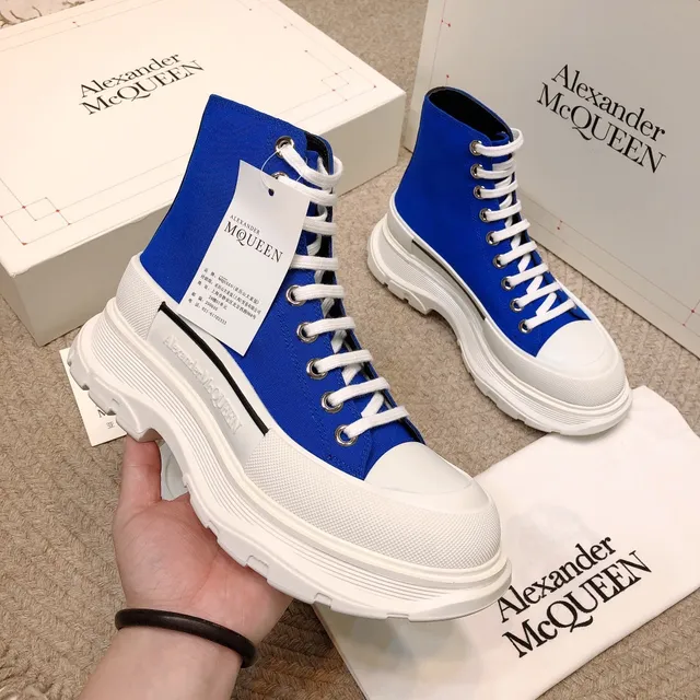 Alexander McQueen Zapatillas Lifestyle de Lona Azul y Blanco de Alto 7