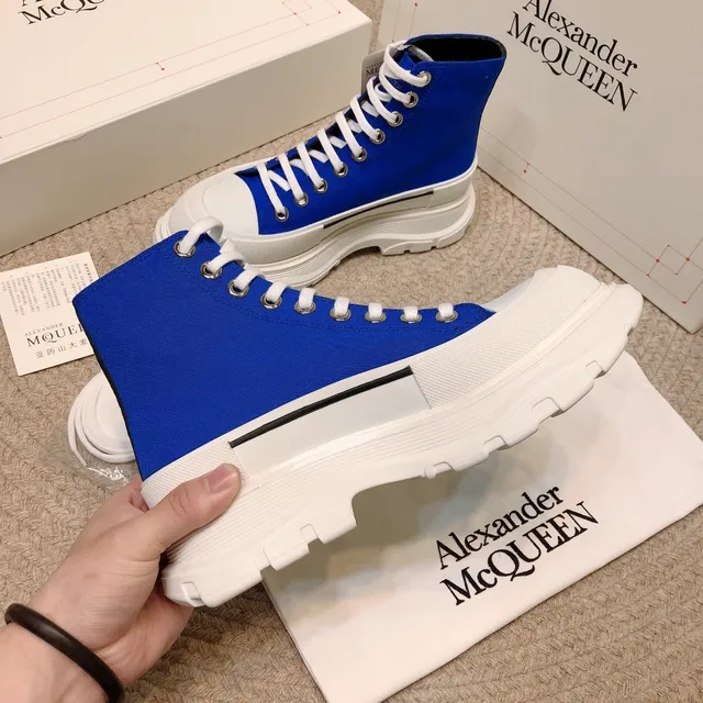 Alexander McQueen Zapatillas Lifestyle de Lona Azul y Blanco de Alto 8