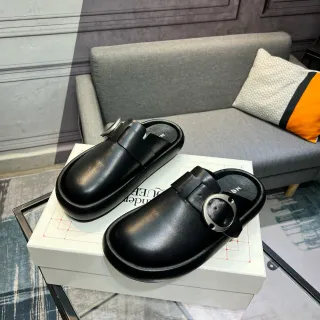 Alexander McQueen Buckle Mule Black Leather Loafers
