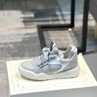 Alexander McQueen Gray White Oversized Sculpted Sole Layered Upper Lifestyle Sneakers