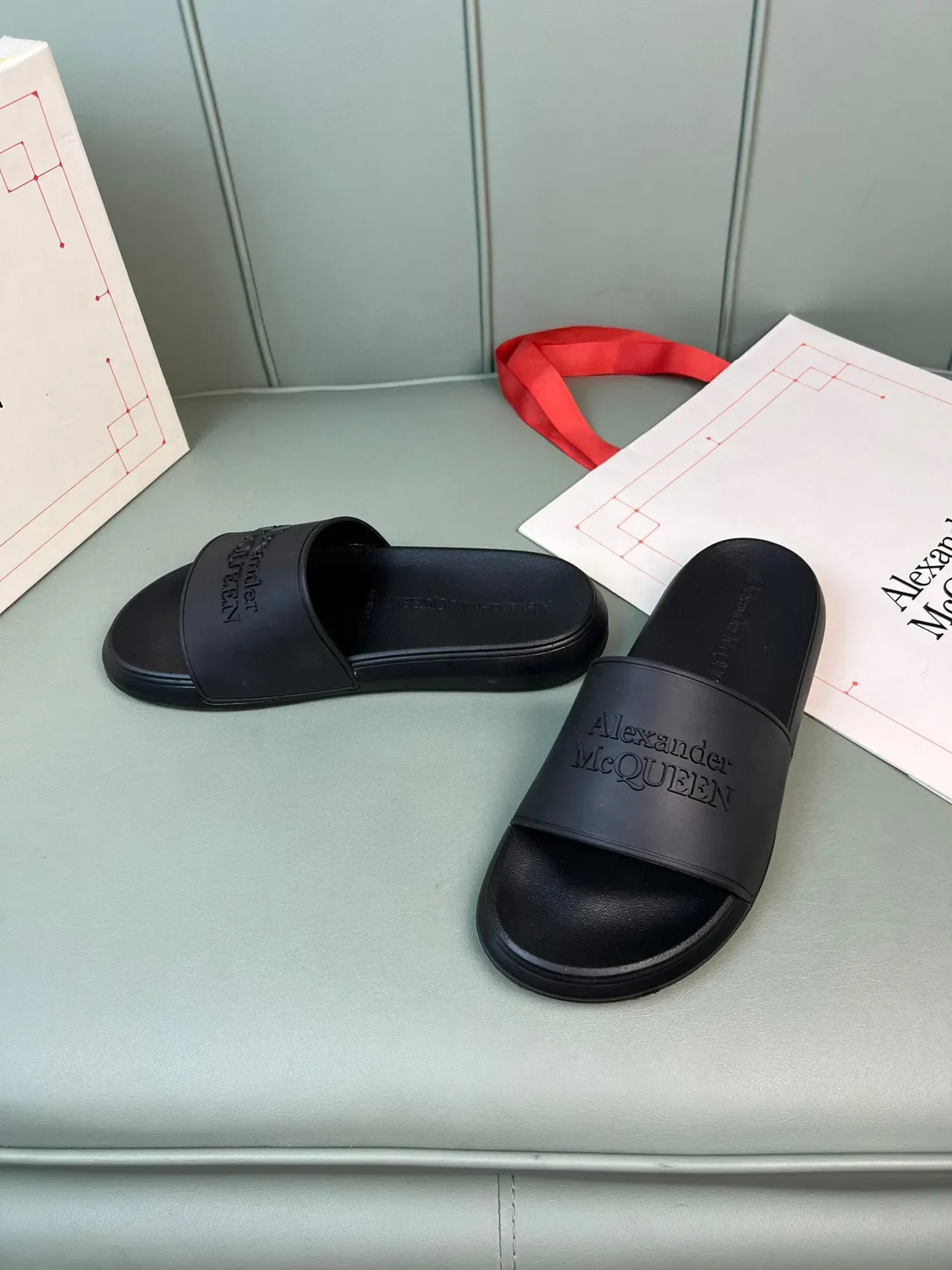 Alexander McQueen Logo Slide Black Slippers 7