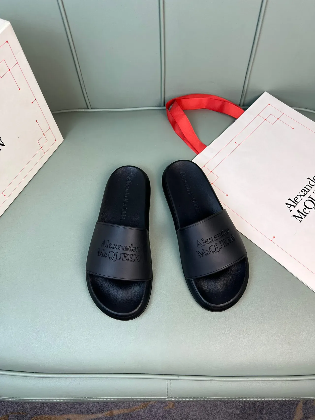 Alexander McQueen Logo Slide Black Slippers 8