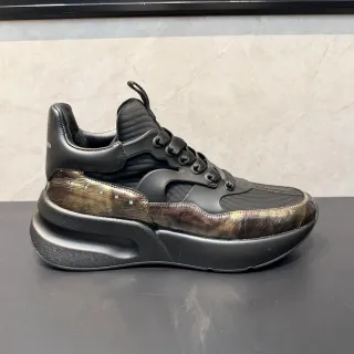 Alexander McQueen Oversized Sneaker Black Brown Sculpted Sole Iridescent Metallic Panel Chunky Sneakers