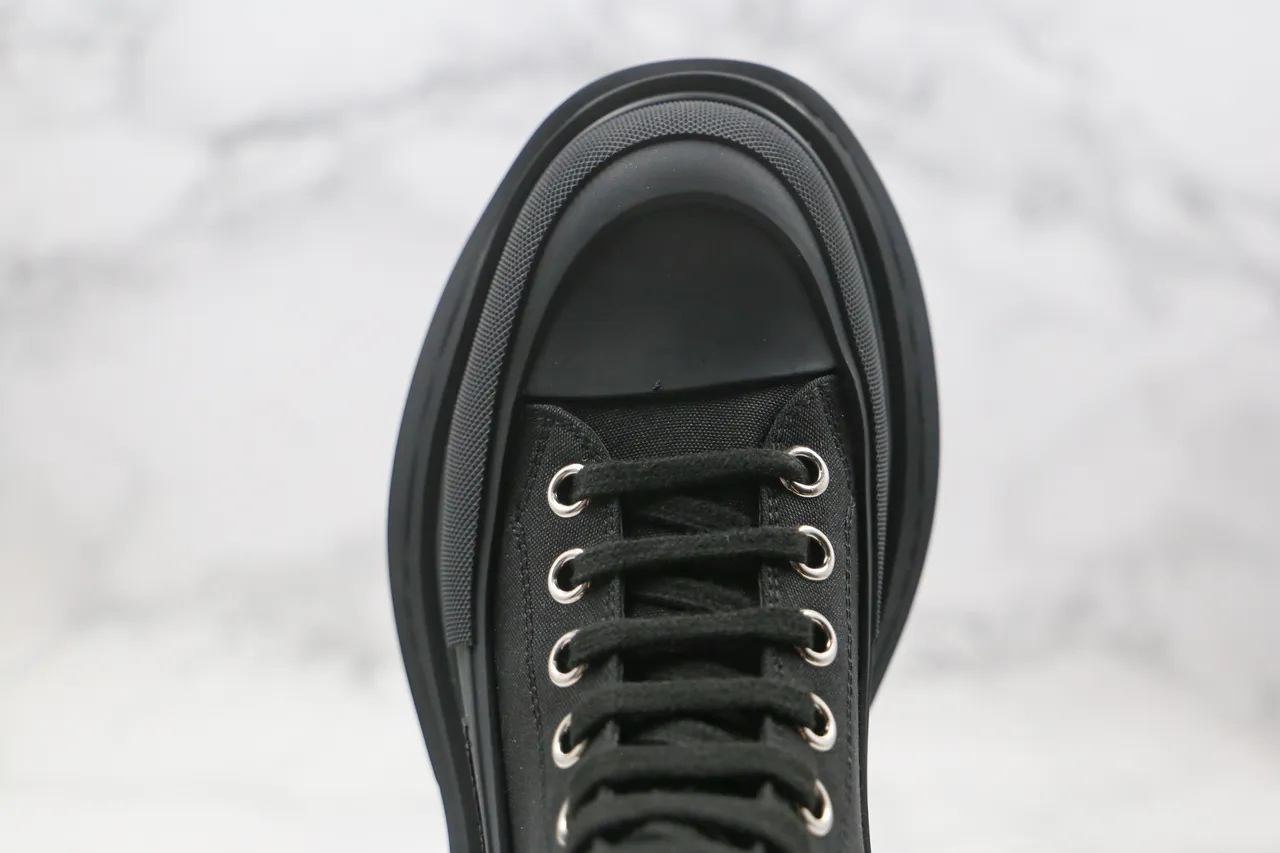 Alexander McQueen Oversized Sneaker Black Canvas Ankle Boot 4