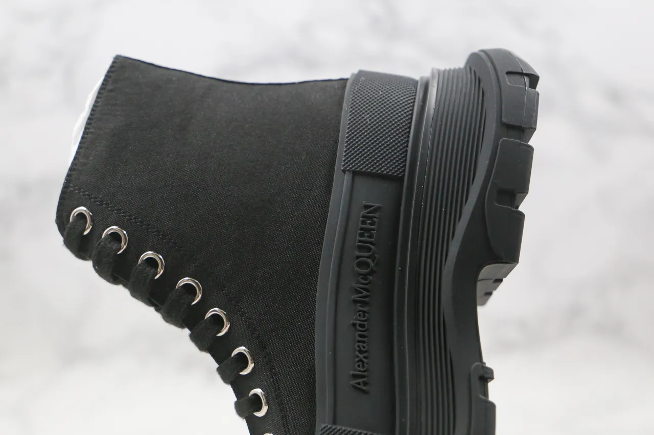 Alexander McQueen Oversized Sneaker Black Canvas Ankle Boot 5
