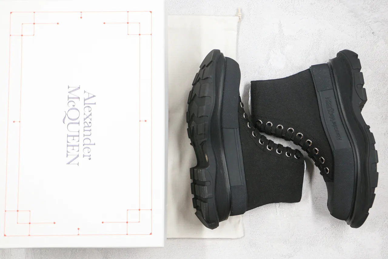 Alexander McQueen Oversized Sneaker Black Canvas Ankle Boot 7