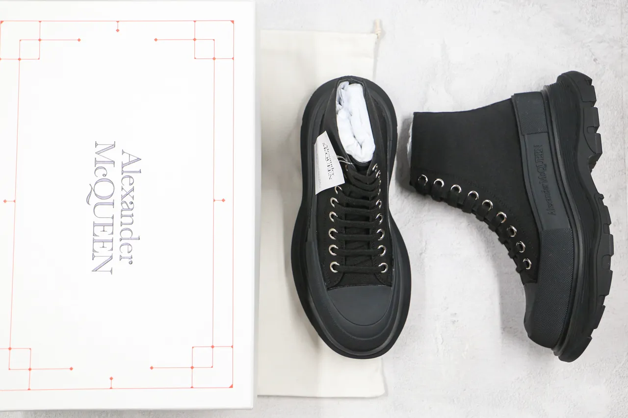 Alexander McQueen Oversized Sneaker Black Canvas Ankle Boot 8