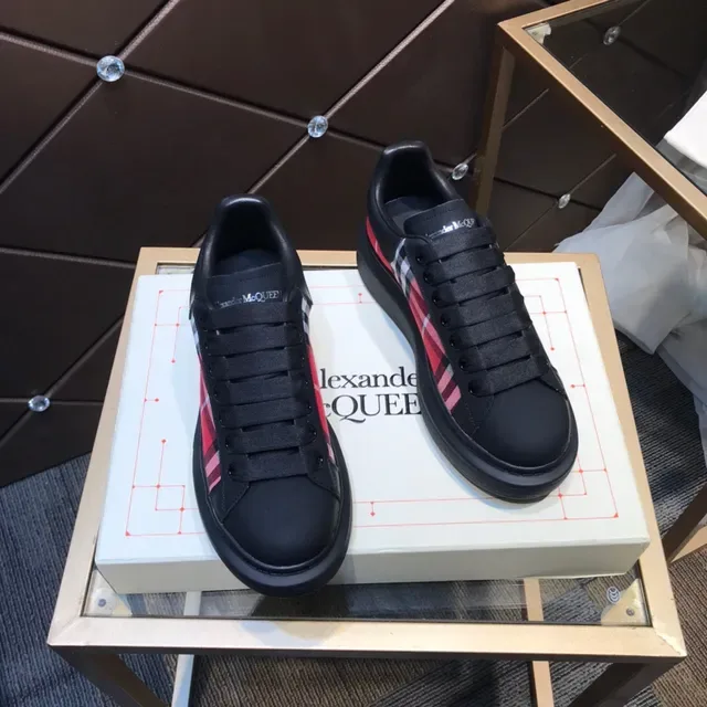 Alexander McQueen Oversized Sneaker Black Red Plaid Lifestyle Sneakers 6