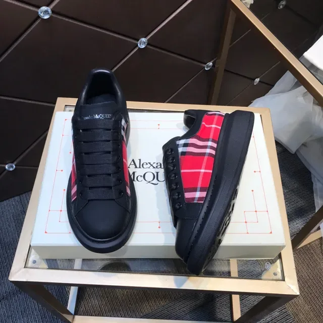 Alexander McQueen Oversized Sneaker Black Red Plaid Lifestyle Sneakers 7