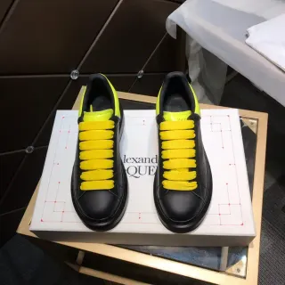 Alexander McQueen Oversized Sneaker Black Yellow Flat Laces Platform Sole Lifestyle Sneakers