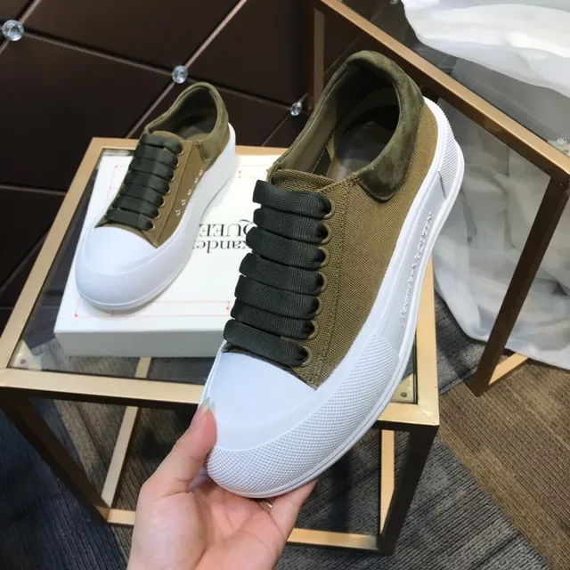 Alexander McQueen Oversized Sneaker Olive Canvas and Suede Lifestyle Sneakers 2