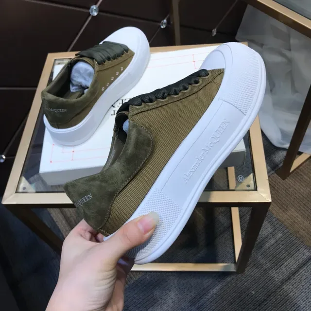 Alexander McQueen Oversized Sneaker Olive Canvas and Suede Lifestyle Sneakers 3