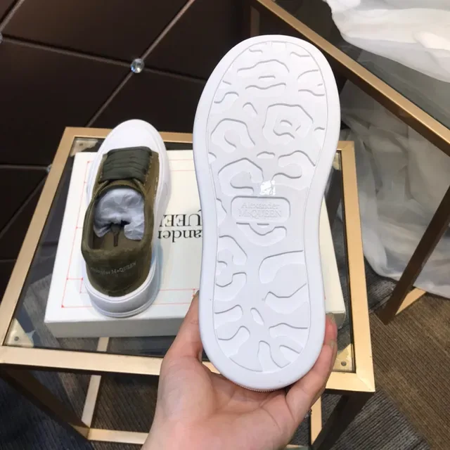 Alexander McQueen Oversized Sneaker Olive Canvas and Suede Lifestyle Sneakers 4