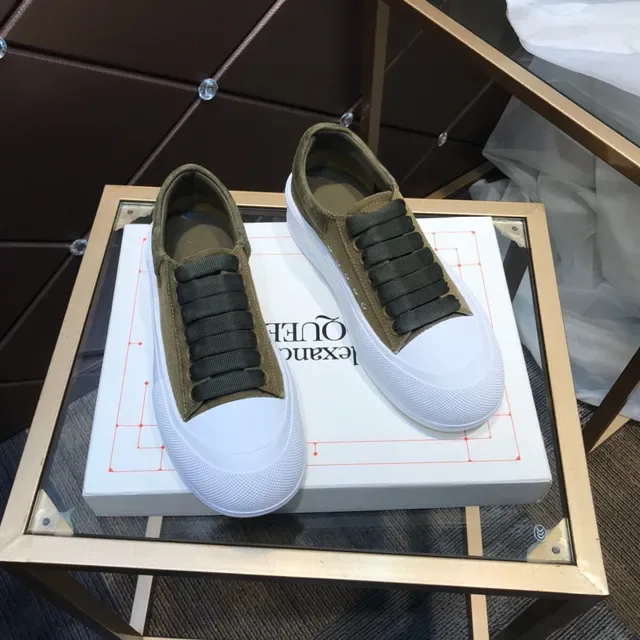 Alexander McQueen Oversized Sneaker Olive Canvas and Suede Lifestyle Sneakers 6