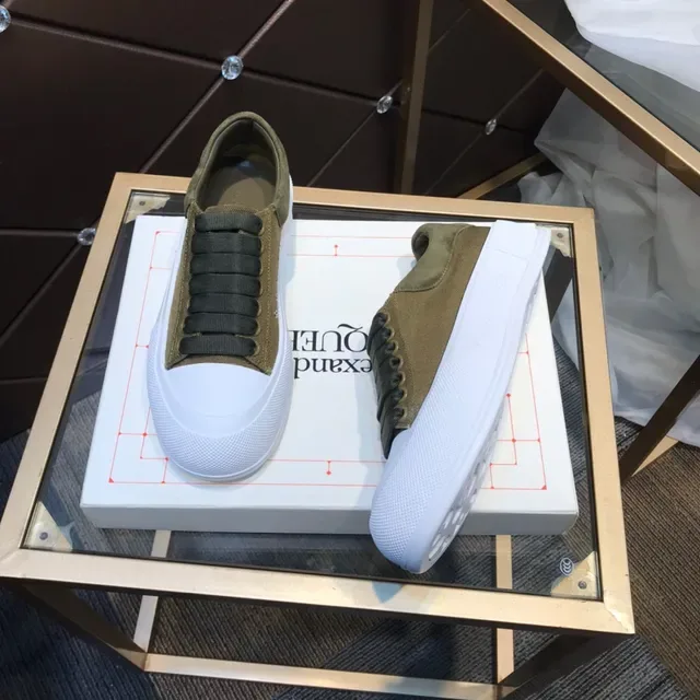 Alexander McQueen Oversized Sneaker Olive Canvas and Suede Lifestyle Sneakers 7