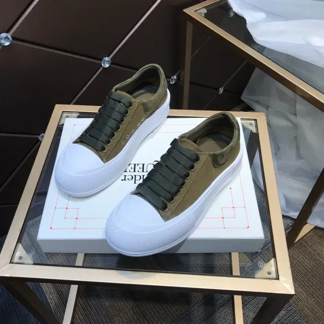 Alexander McQueen Oversized Sneaker Olive Canvas and Suede Lifestyle Sneakers 8