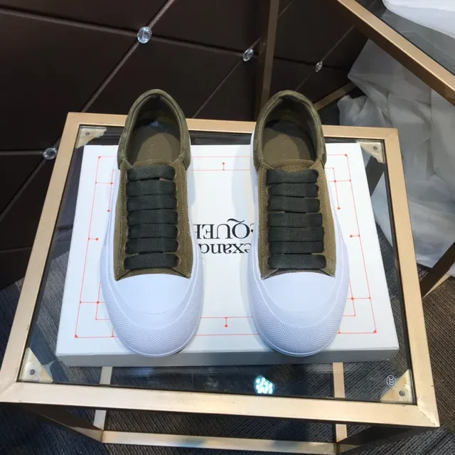 Alexander McQueen Oversized Sneaker Olive Canvas and Suede Lifestyle Sneakers 9
