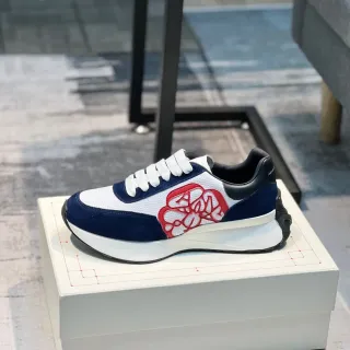 Alexander McQueen Oversized Sneaker White Navy Red Floral Lifestyle Sneakers