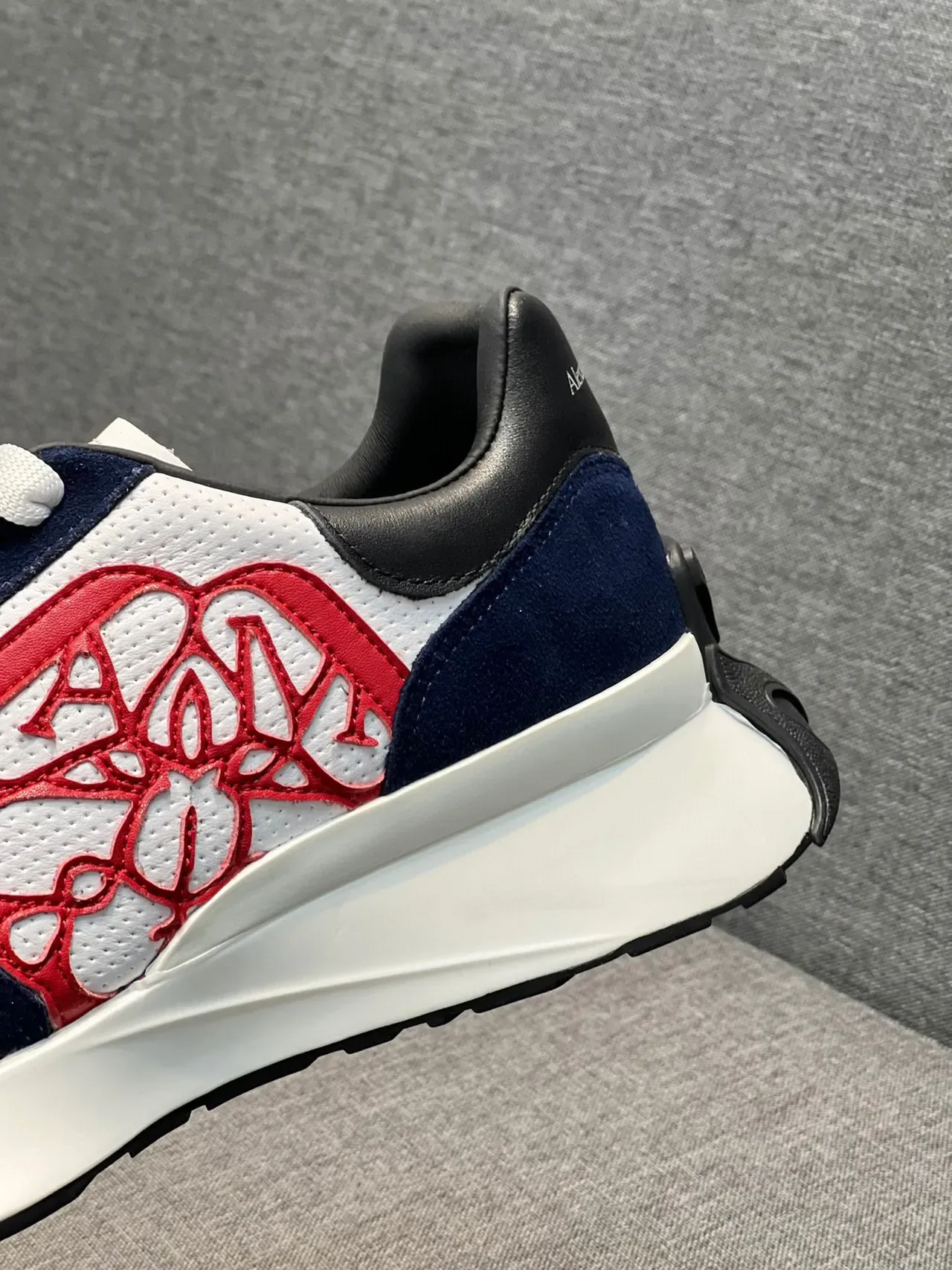 Alexander McQueen Oversized Sneaker White Navy Red Floral Lifestyle Sneakers 8