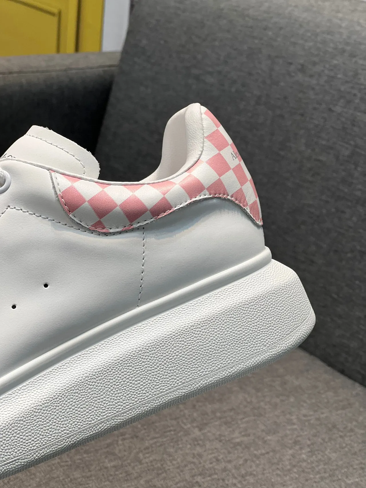 Alexander McQueen Oversized Sneaker White Pink Checkerboard Lifestyle Sneakers 8
