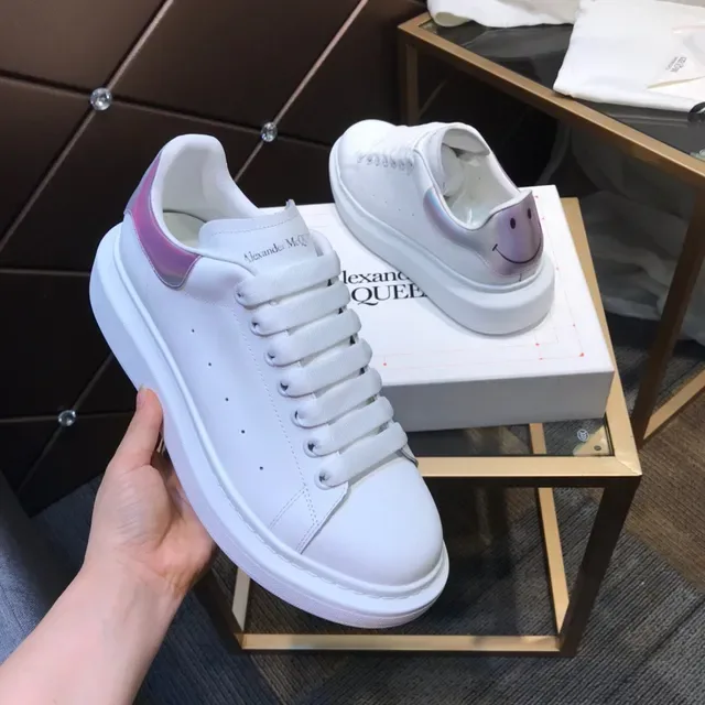 Alexander McQueen oversized sneaker, كعب أبيض وأرجواني, أعلى جلد ناعم, حذاء أسلوب حياة 7