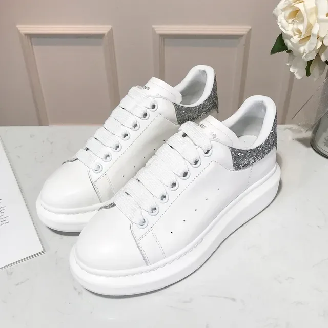 Alexander McQueen Oversized Sneaker White Silver Platform Sole Leather Upper Lifestyle Sneakers 3