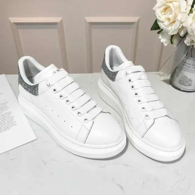 Alexander McQueen Oversized Sneaker White Silver Platform Sole Leather Upper Lifestyle Sneakers 4