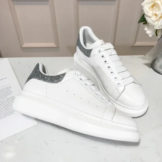 Alexander McQueen Oversized Sneaker White Silver Platform Sole Leather Upper Lifestyle Sneakers 5